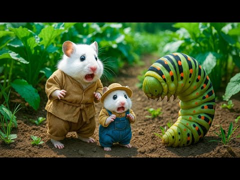 Mama Hamster Trims Fur on the Farm and Makes Tiger Hat For Baby Hamster At Home