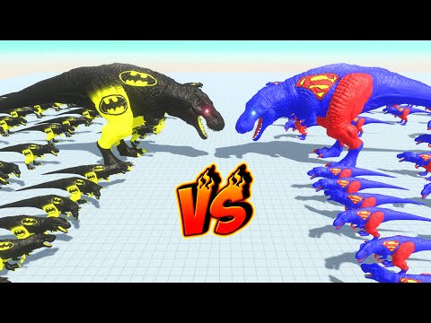 ALL SUPERMAN DINOSAUR T-REX vs BATMAN T-REX DEATH FALL - Animal Revolt Battle Simulator