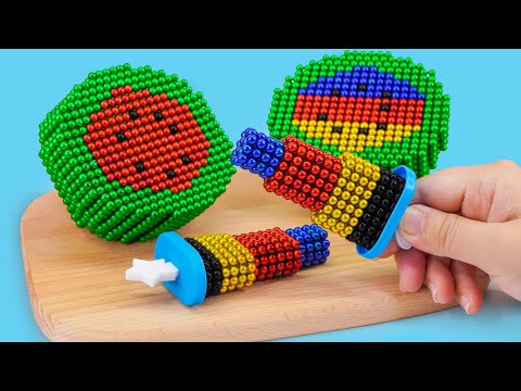Making Magnetic Watermelon Ice Cream Stop Motion Animation | Funny Magnet Cooking Satisfying & ASMR