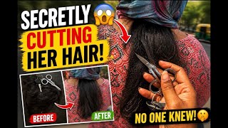 Download lagu Secretly Cutting Her Very Long Hair While Riding Bike | Haircut Prank | Haircut Challenge  mp3