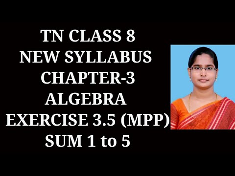 8th maths Ch-3 Algebra | Exercise-3.5 (1 to 5) sums| Samacheer One plus One channel