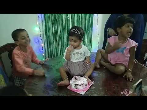 Srimayi Eating the first cake on the birthday 22/11/2024