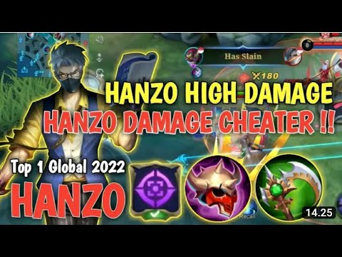 HANZO HIGH DAMAGE SERASA CHEATER !!! - HANZO TOP 1GLOBAL 2022 - HANZO BUILD TERSAKIT 2022 - MLBB