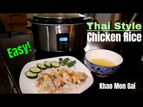 How to Make Thai Style Chicken Rice in a Crockpot Slow Cooker. Khao Man Gai Recipe