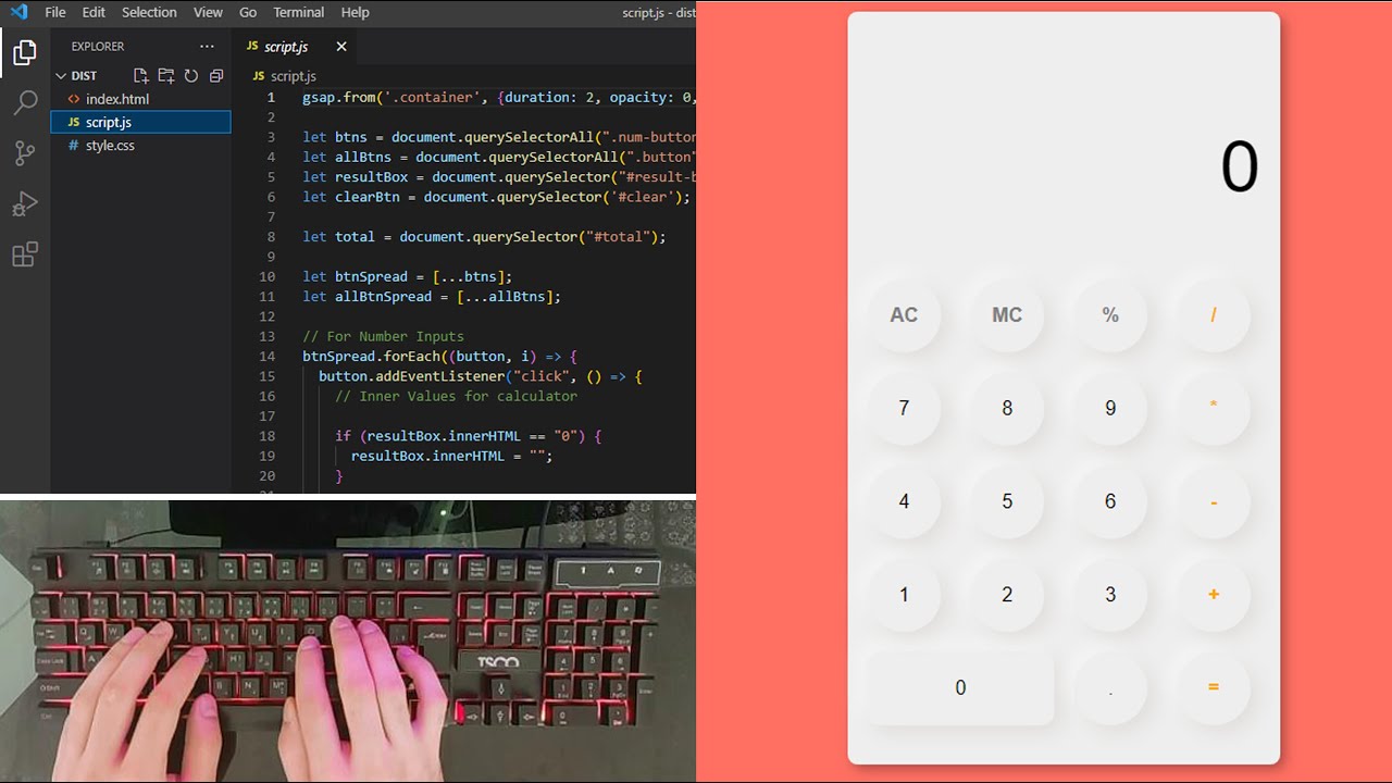ASMR Programming - Neumorphism Calculator Design using Html CSS & JavaScript - No Talking