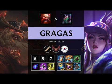 Gragas Mid vs Akali - KR Grandmaster Patch 25.17