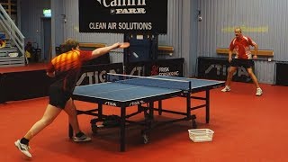 A couple of table tennis points with lobs and smashes :) Chinese penhold RPB