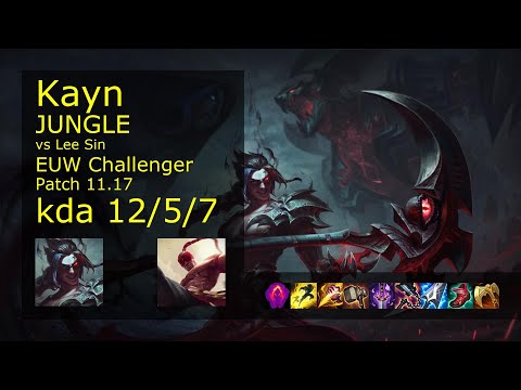 Kayn vs Lee Sin Jungle - EUW Challenger 12/5/7 Patch 11.17 Gameplay
