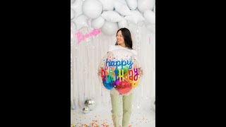 Fóliový průhledný plněný balonek Happy Birthday barevný 50 cm