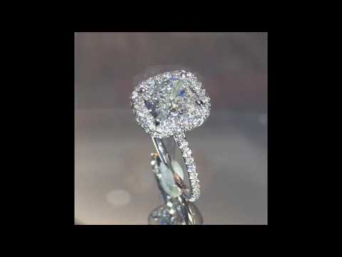 2.01 ct Cushion Diamond Engagement Ring in Double Edge Halo