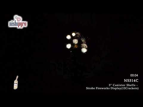 NS314C - 3" Strobe Fireworks Display with 12Crackers (Canister/Cylinder)