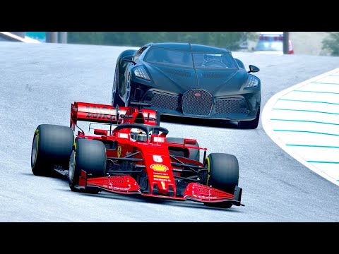 Ferrari F1 2020 vs Bugatti La Voiture Noire at Laguna Seca