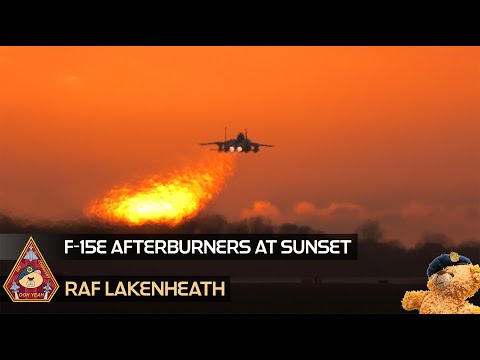 GLORIOUS F-15E AFTERBURNERS MELTING THE SUN IN GOLDEN HOUR • QUICK CLIMB FRIDAY RAF LAKENHEATH