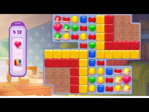 Homescapes Level 12840 - no boost gameplay