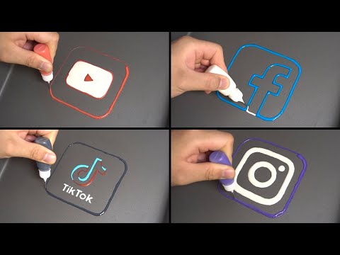 Social media Logo Pancake art - Youtube Play Button, Facebook, Tiktok, Instagram