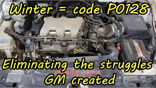 Easy thermostat replacement on a GM 3.4 for code P0128.