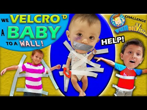 [REUPLOADED] Can You Escape - Velcro Wall Challenge! (FUNnel Vision Houdini Kids Vlog)