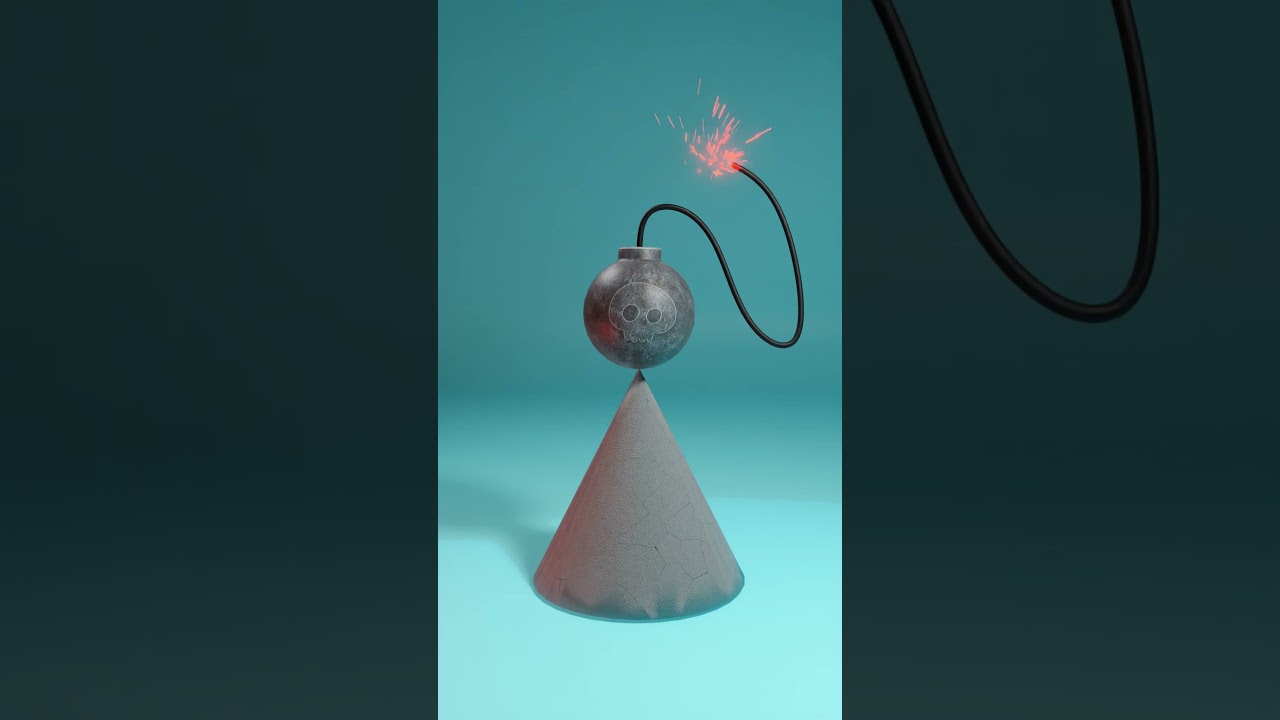 15s Timer Bomb Physics Simulation #bomb  #3d #cg  💣