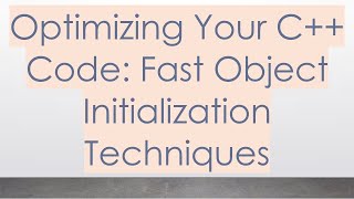 Download the video "Optimizing Your C+ +  Code: Fast Object Initialization Techniques"