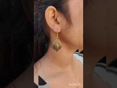 Nature-Inspired Brass Leaf Earrings with Textured Finish