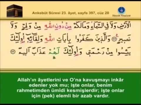 Ankebût  Suresi –Takipli ve Mealli -  İshak Danış