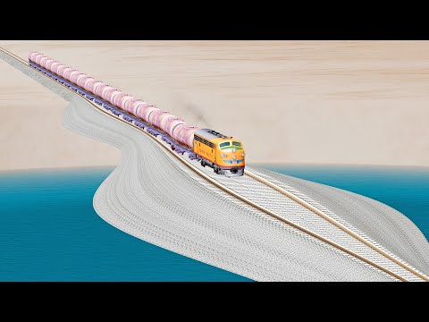 Impossible wide Rail Tracks vs Trains crossing - Beamng Drive