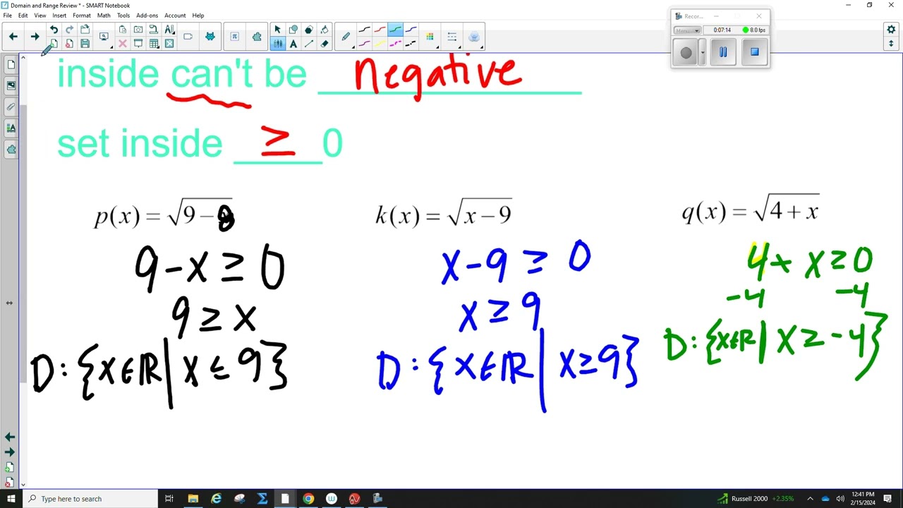 Domain and Range Worksheet