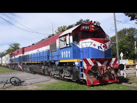 [4K] Colorido tren de contenedores de NCA con destino a Ferreyra pasando por Marcos Juárez!!!!!!