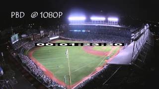 Wrigley Field - Wrigley Field at night - Aerial - Drone - HD Stock Footage