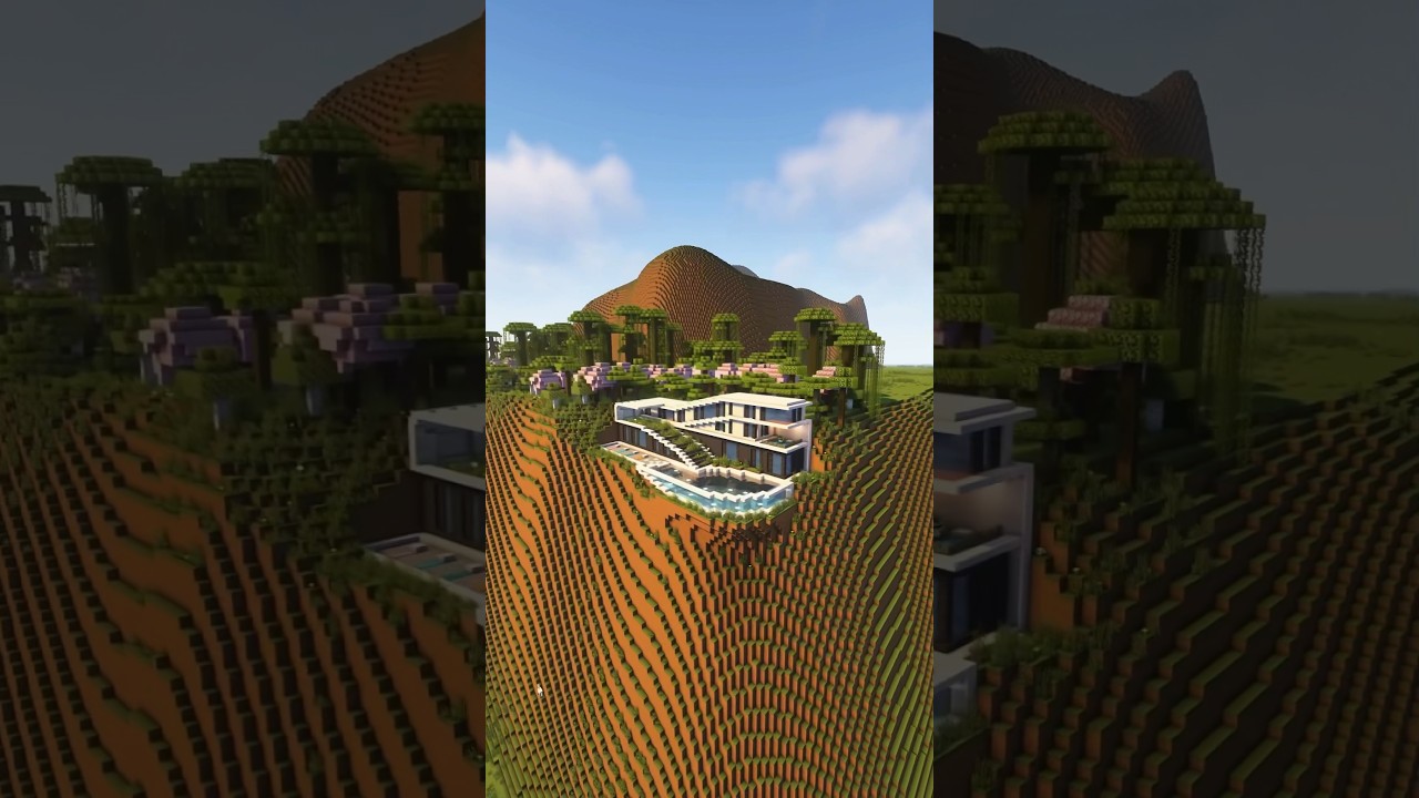 Minecraft: Modern Cliff Mansion | Timelapse | Tutorial | #shorts #builds #minecraft
