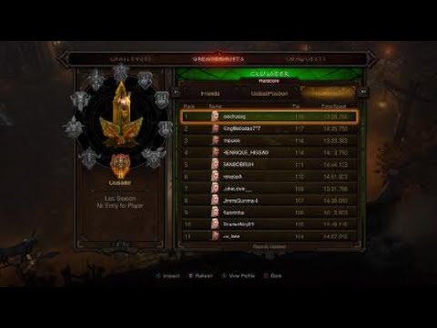 Diablo III: Season 13 Rank #1 Solo HC Crusader Greater rift 119 cleared with 1850 paragon