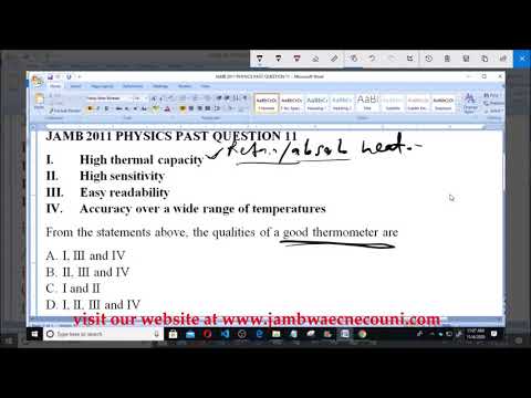 JAMB 2011 PHYSICS PAST QUESTION 11 Thermometer