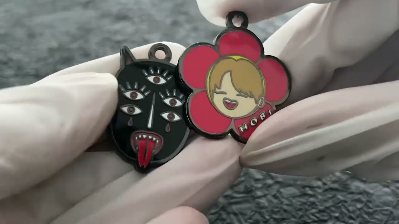 3803 - Hard Enamel Ghost Face And Flower Combination Pendant/Charm