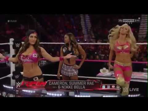 WWE Raw 10.13.14 brie bella,natalya&naomi vs cameron,nikki bella&summer rae