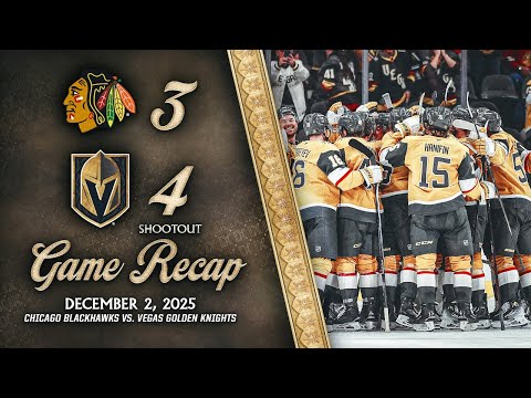 HIGHLIGHTS | Vegas Golden Knights 4, Chicago Blackhawks 3 SO | Dec. 2, 2025