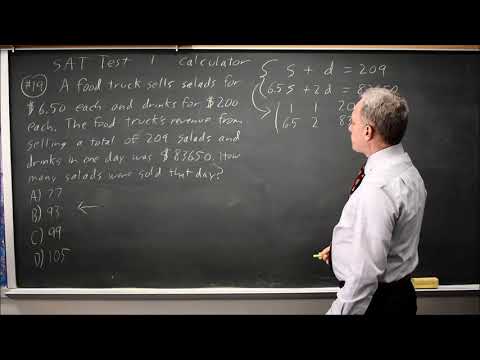 SAT Test 1: Food truck system of equations - question #4-19
