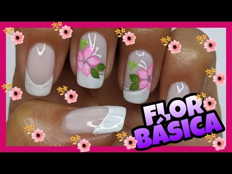 DECORACIÓN DE UÑAS FLOR BÁSICA ROSADA FÁCIL ♥ NailArt By Andy