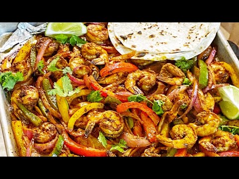 30 minute Sheet Pan SHRIMP FAJITAS Easy And Quick Dinner Recipe #foryou #food