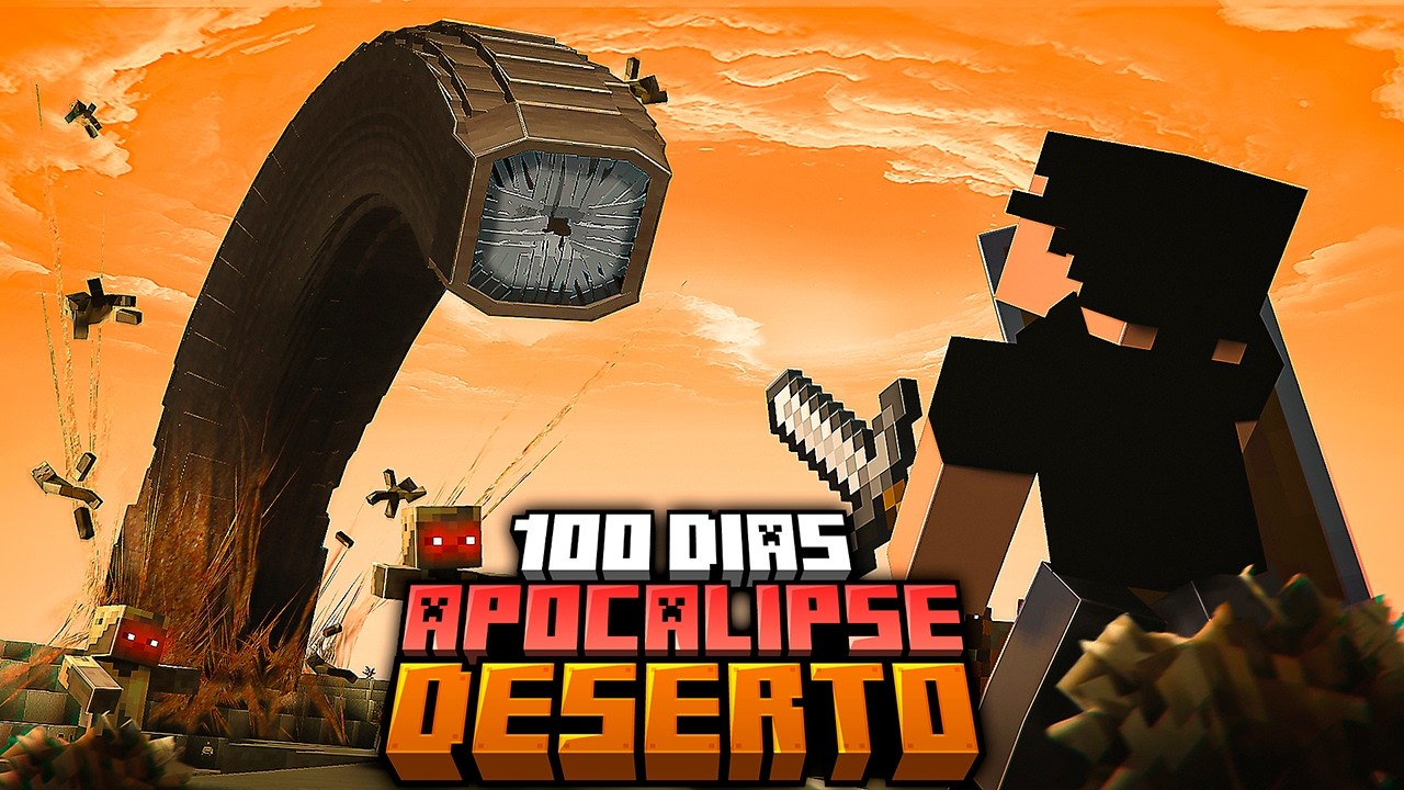 Sobrevivi 100 dias em um APOCALIPSE NO DESERTO do Minecraft - O FILME