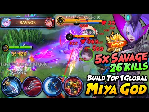 MIYA BEST BUILD TO GET 5X SAVAGE!! (Perfect Build for Auto Win) | Top 1 Global Miya