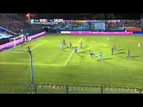 Dinenno estrelló el poste. Temperley 0 - Tigre 0. Fecha 4. Primera División 2015. FPT.