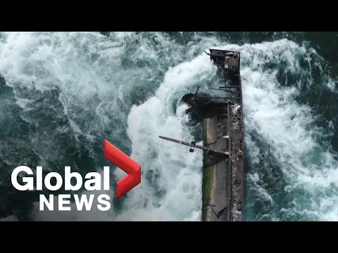 Iron scow shifts for first time in a century above Niagara Falls