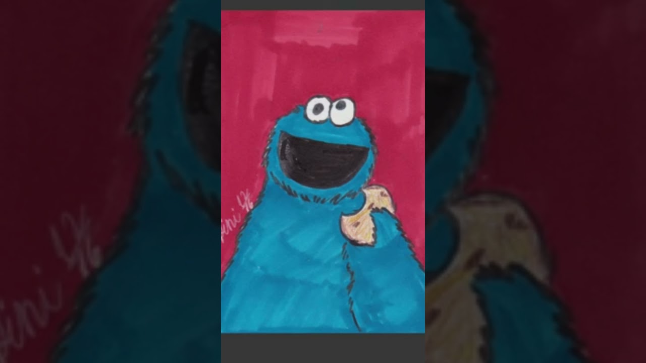 A CLIP FROM MY COOKIE MONSTER SPEED DRAWING VIDEO #shorts | DROIDMONKEY