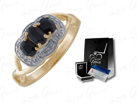 9ct Gold  Sapphire & Diamond Trilogy Ring