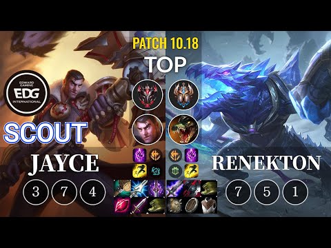 EDG Scout Jayce vs Renekton Top - KR Patch 10.18