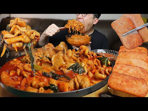 , title : '뜨끈뜨끈한 🔥돼지곱창전골에다 스팸과 무생채비빔밥 먹방은 못참지ㅎ Spicy Pork Tripe Hot Pot MUKBANG'