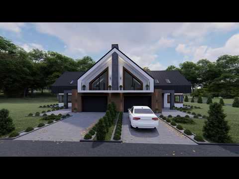 Animacja 3D  - dom bliźniak, zabudowa bliźniacza. Wizualizacja domu Nowy Targ.