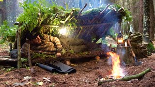 Building a Bushcraft Survival Shelter | Cooking on Coals | A Simple Way to Spend Time in the Wild