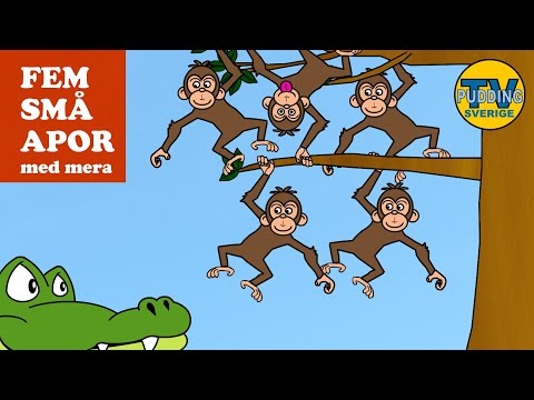 , title : 'Fem små apor (Retar krokodilen) - med mera | Svenska barnsånger'