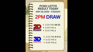 Lotto Result Today 2PM -  MAY 19, 2026 TUESDAY